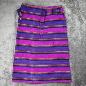 Vintage Central Falls Southwestern Neon Purple Wrap Mini Skirt Boho Aztec L USA